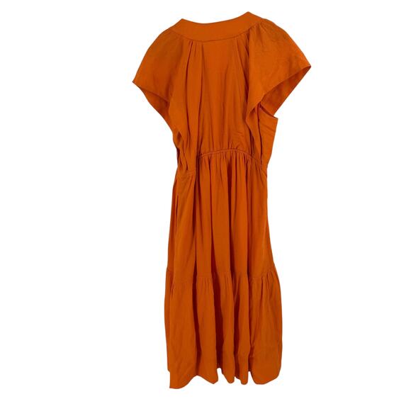 By Anthropologie Renee Flutter Sleeve Linen Blend Mini Dress Orange Size M - Picture 3 of 12